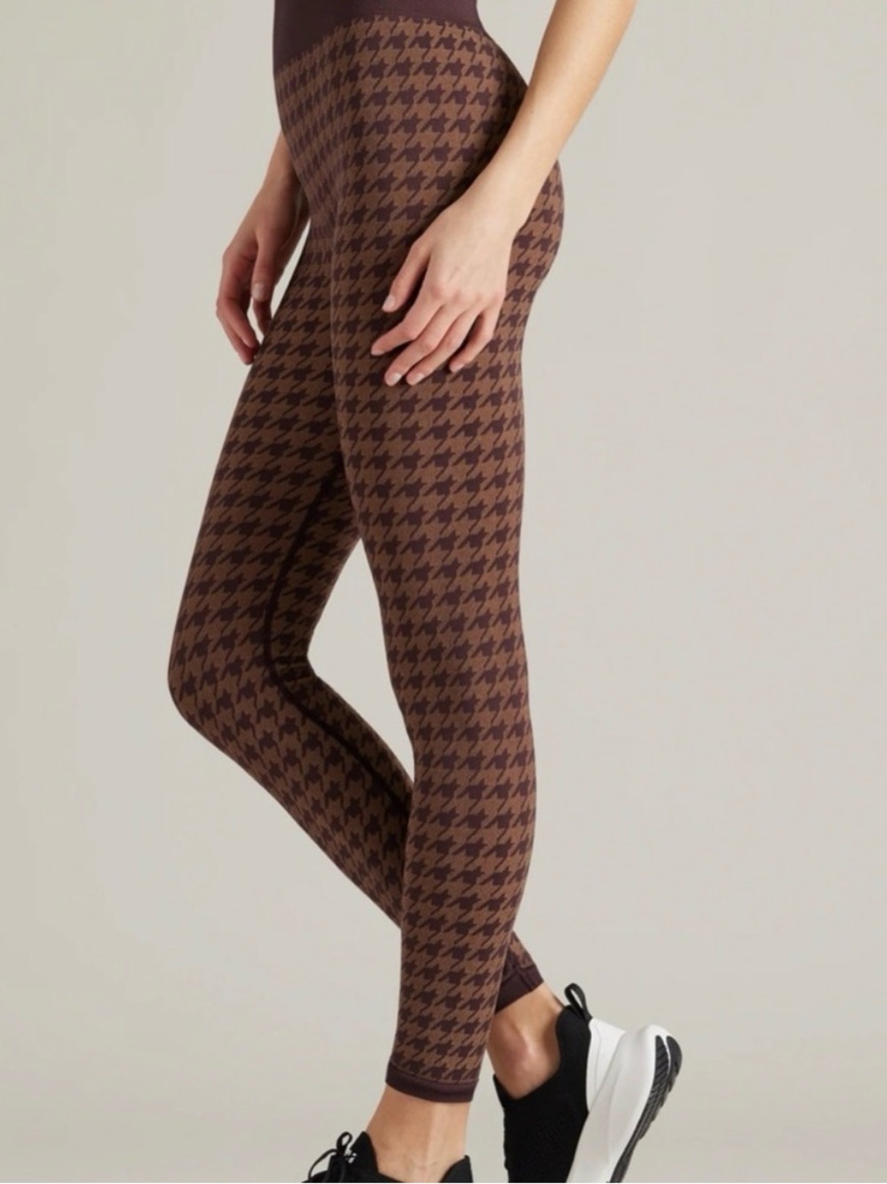 Rhone Houndstooth Seamless Base Legging Womens XS Brown Berry High Rise NWT $118